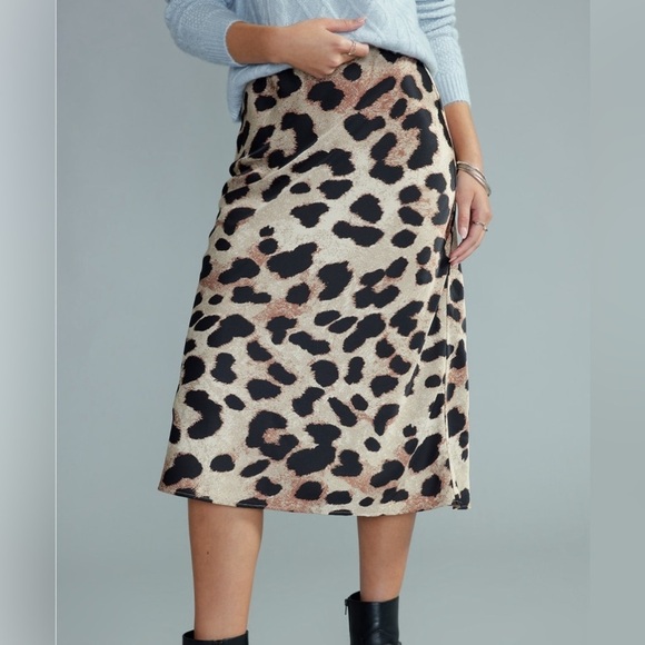 Francesca’s Women’s size XS Lily Satin Cheetah Midi Skirt New - Picture 1 of 10
